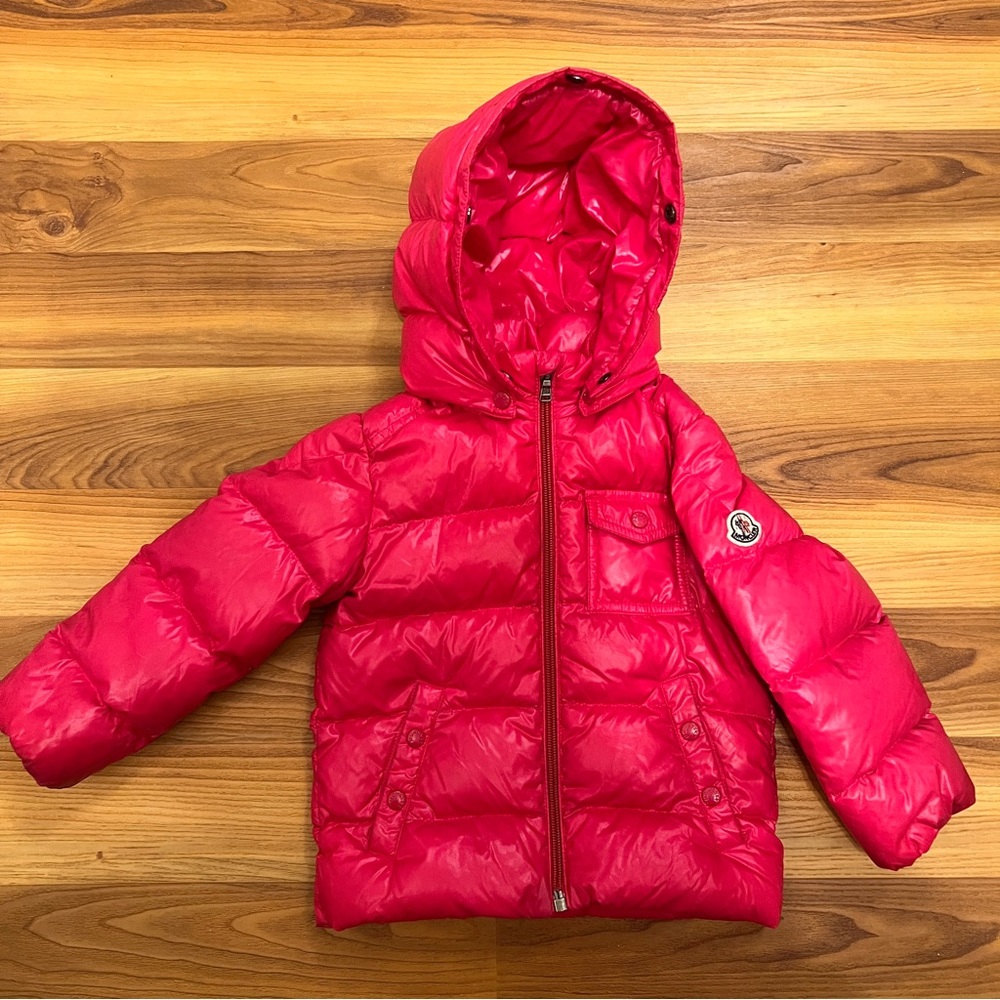 Moncler Enfant K2 Hooded Down Jacket, Size 2, Hot Pink